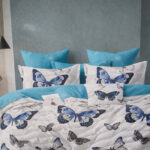Tirkiz beli leptir posteljina 200x220cm
